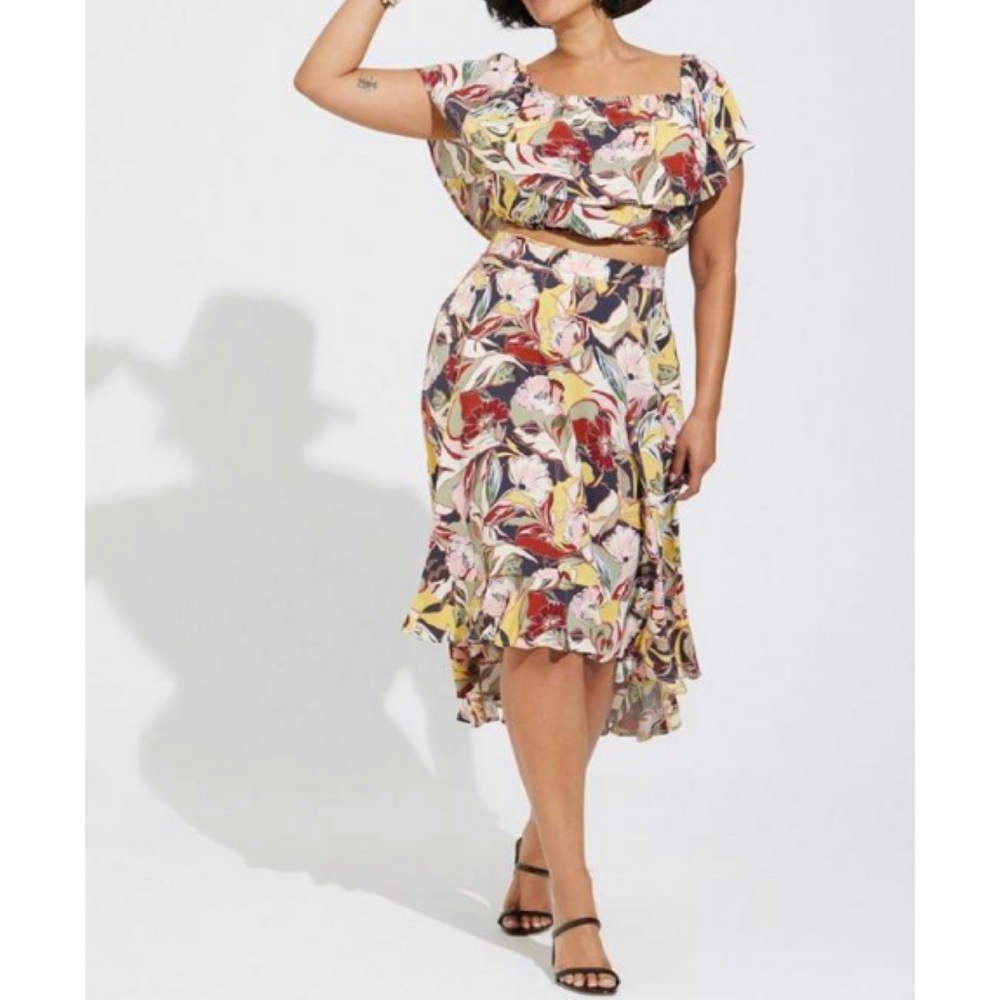 🆕 Mini Challis Off Shoulder Hi-Low Skirt Set 2 2X 18 20 NWT Torrid New!